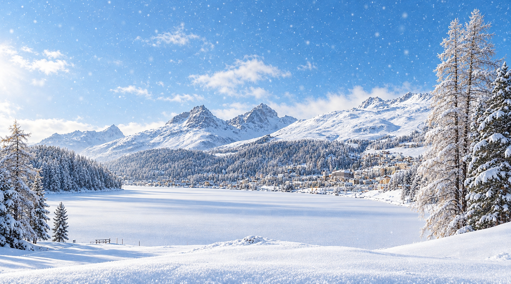 Snowy St. Moritz — winter illustration